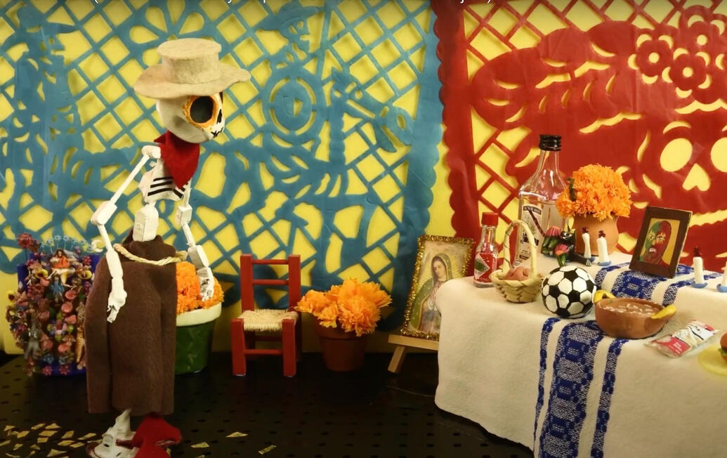 Still image of Michael the Skeleton Man short film La Ofrenda